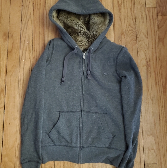 VS PINK Fashion Show Leopard Bling Fur Hoodie XS - Picture 2 of 4